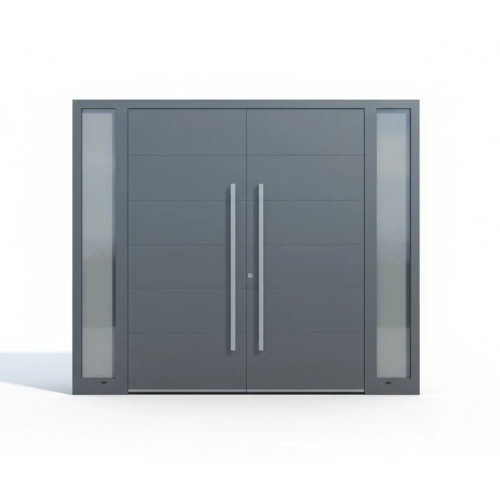 Porte d’entrée aluminium Schüco ADS 60 CH 2 vantaux + 2 tierces